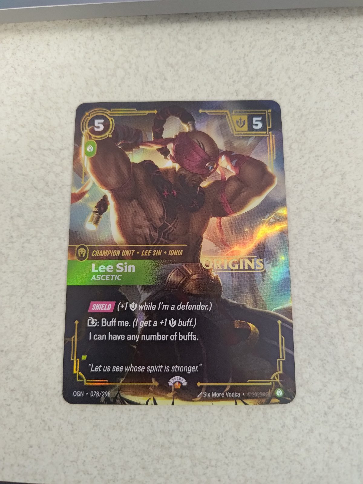 Lee Sin Ascetic Champion Unit Trading Card – Origins Set (OGN 078/298) Promo Foil